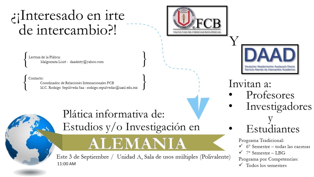 Invitación plática del DAAD Intercambio Alemania