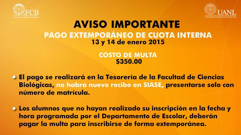 Pago Extemporáneo de Cuota Interna Enero 2016